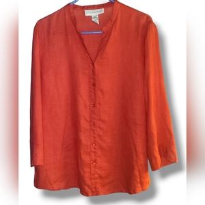 Sag Harbor Shirt Large Womans Red Linen